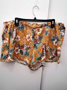 Secret Treasures Mustard Tropical Tiger Print Sleepwear Shorts 2X
